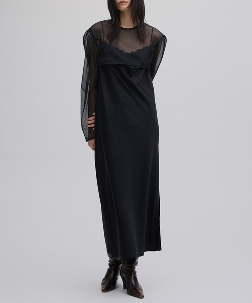 Ameri（アメリ） パーティードレス ドレス SHEER LAYERED SATIN DRESS