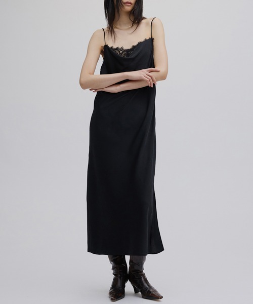 ameri パーティードレス　オケージョンドレス Ameri（アメリ） パーティードレス ドレス SHEER LAYERED SATIN DRESS
