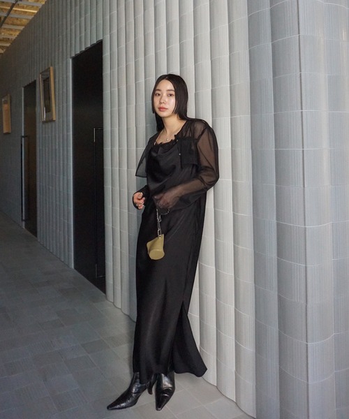 Ameri（アメリ） パーティードレス ドレス SHEER LAYERED SATIN DRESS