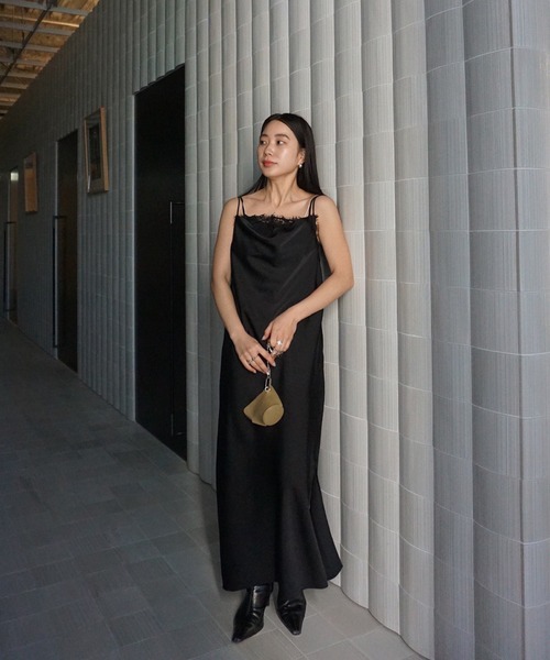 Ameri（アメリ） パーティードレス ドレス SHEER LAYERED SATIN DRESS