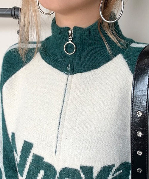 「non-hedge」 長袖ニット FREE レッド レディース_画像7