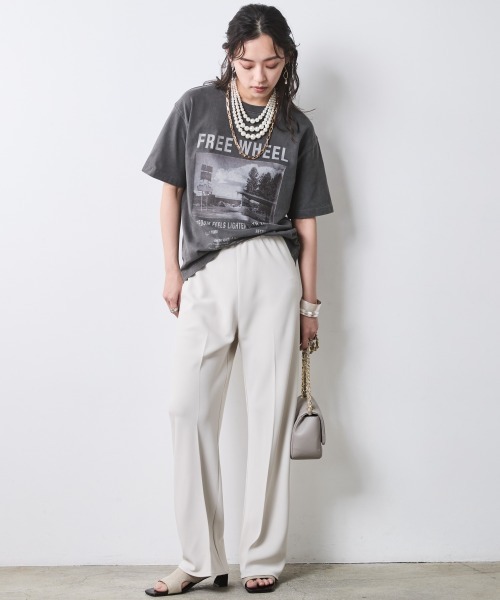 CHIC STYLE（シックスタイル） tシャツ 綿100％ピグメント染プリントT