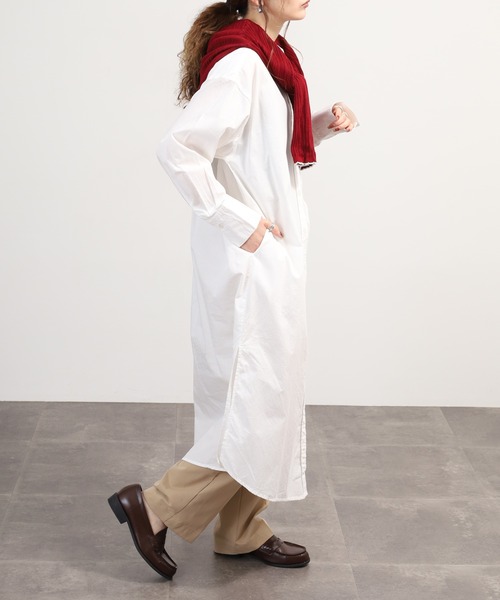 OMNES（オムネス） シャツワンピース 製品洗いコットンブロード ロング