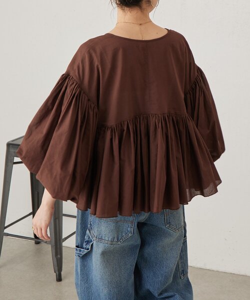 BEARDSLEY（ビアズリー） ブラウス シャツ たっぷりギャザーVネック