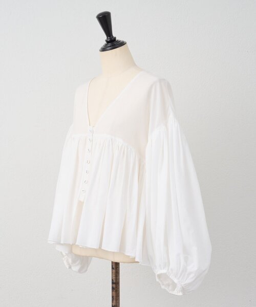 BEARDSLEY（ビアズリー） ブラウス シャツ たっぷりギャザーVネック