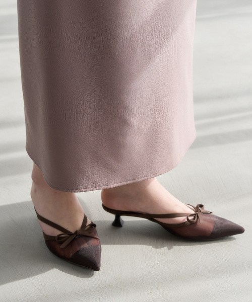 パンプス 「追加」3.5cmシアーリボンミュールの画像