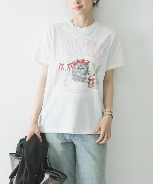 GANNI（ガニー） tシャツ 半袖 GANNI JERSEY CUTE ANIMALS レディース