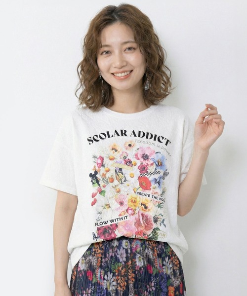 ScoLar（スカラー） チュニック 161650：ポジティブ花コラージュ柄