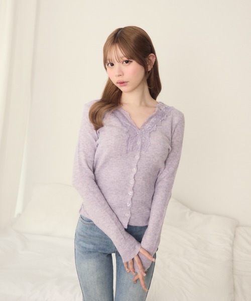 「TITTY&CO.」 ニットカーディガン FREE ラベンダー レディース_画像5