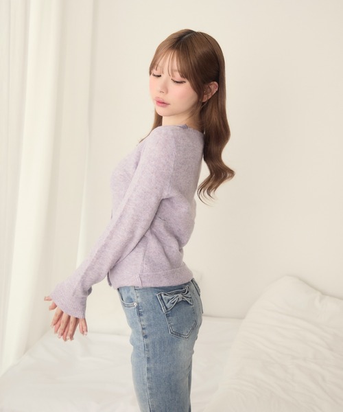 「TITTY&CO.」 ニットカーディガン FREE ラベンダー レディース_画像7