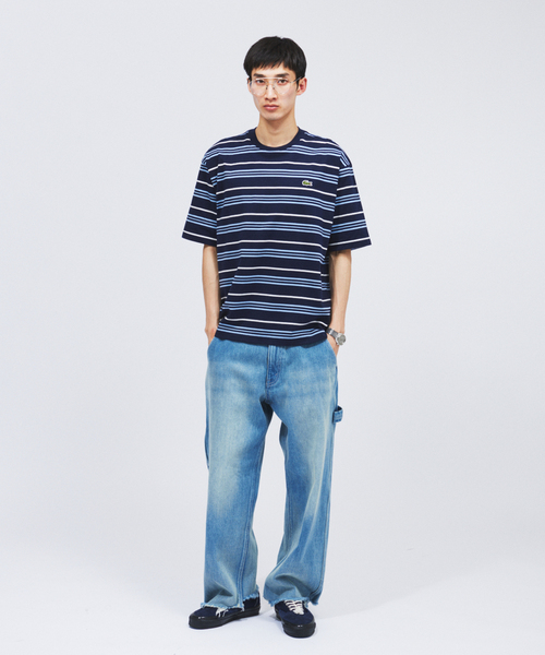 tシャツ LACOSTE / ラコステ 別注 マルチ ストライプ クルーネック Tシャツ メンズの画像