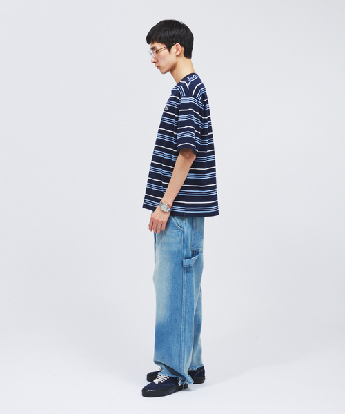 tシャツ LACOSTE / ラコステ 別注 マルチ ストライプ クルーネック Tシャツ メンズの画像