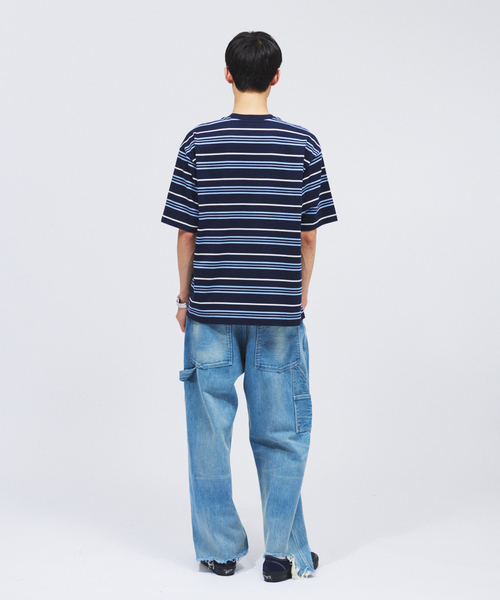 tシャツ LACOSTE / ラコステ 別注 マルチ ストライプ クルーネック Tシャツ メンズの画像