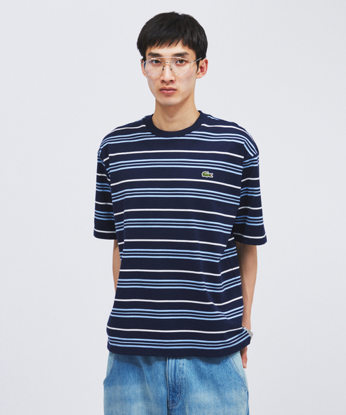 tシャツ LACOSTE / ラコステ 別注 マルチ ストライプ クルーネック Tシャツ メンズの画像