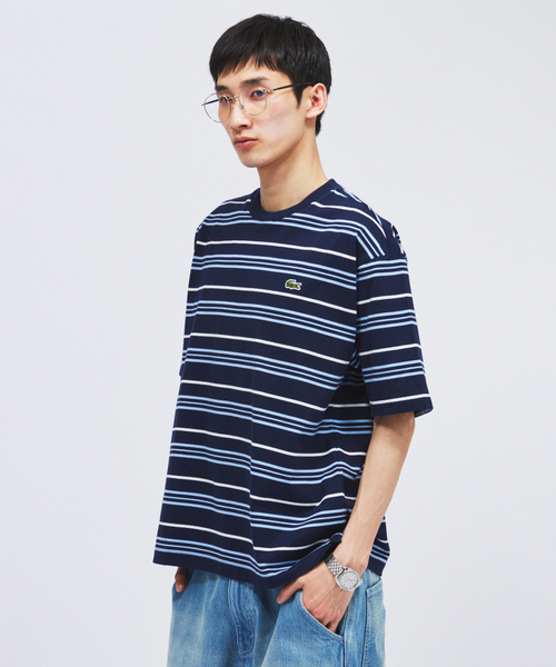 tシャツ LACOSTE / ラコステ 別注 マルチ ストライプ クルーネック Tシャツ メンズの画像