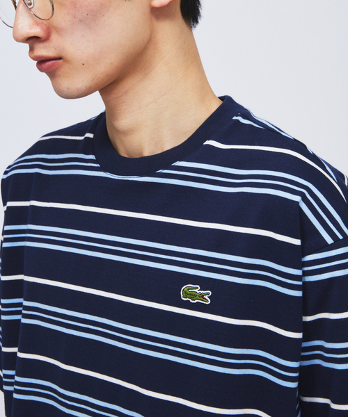 tシャツ LACOSTE / ラコステ 別注 マルチ ストライプ クルーネック Tシャツ メンズの画像