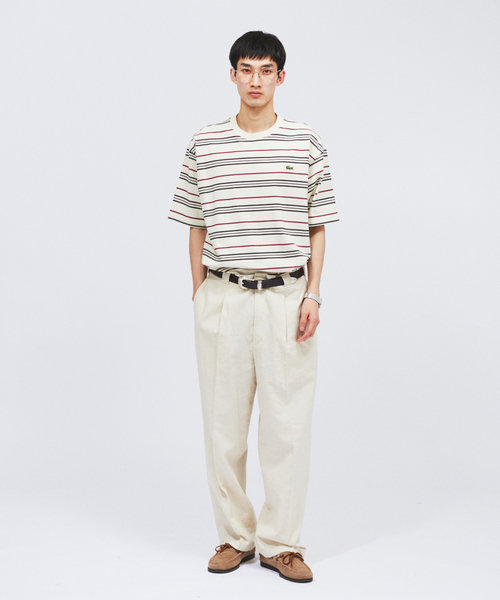 tシャツ LACOSTE / ラコステ 別注 マルチ ストライプ クルーネック Tシャツ メンズの画像
