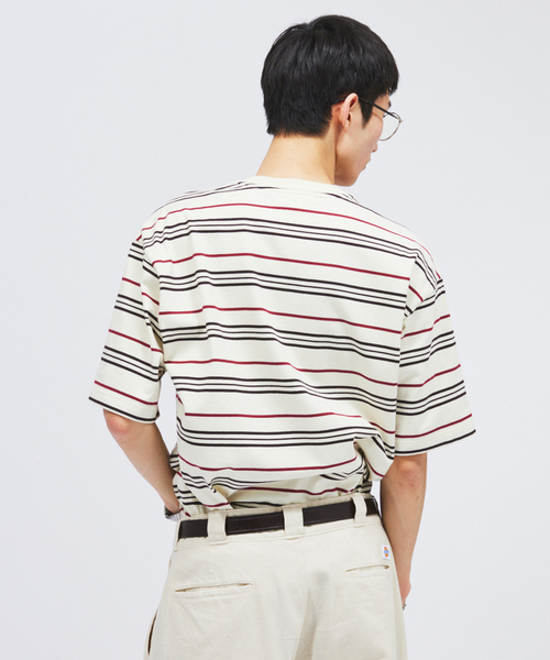 tシャツ LACOSTE / ラコステ 別注 マルチ ストライプ クルーネック Tシャツ メンズの画像