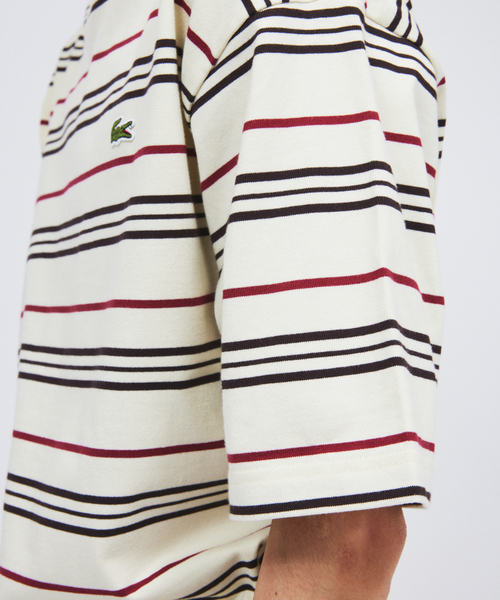 tシャツ LACOSTE / ラコステ 別注 マルチ ストライプ クルーネック Tシャツ メンズの画像