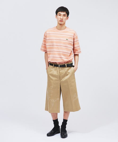 tシャツ LACOSTE / ラコステ 別注 マルチ ストライプ クルーネック Tシャツ メンズの画像