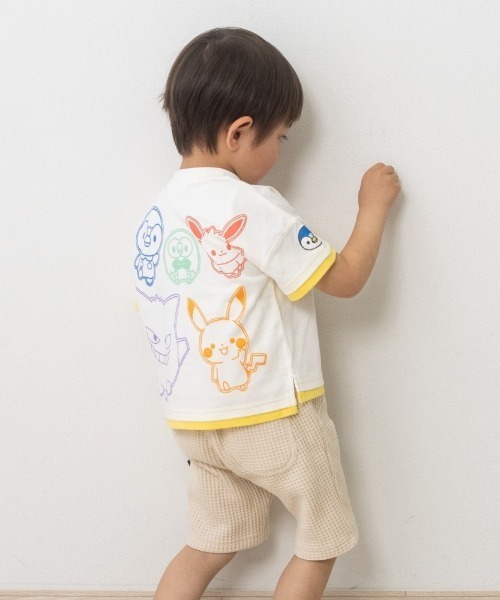 tシャツ monpoke モンポケ 半袖Tシャツ 裾レイヤード風 キッズ 子供服