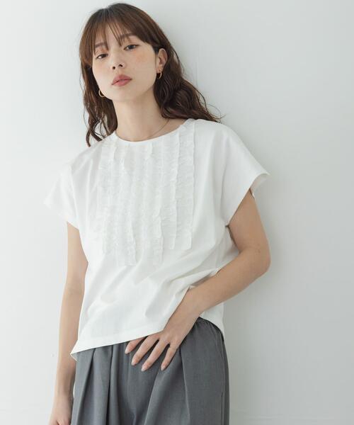tシャツ フロントフリルプルオーバー レディースの画像