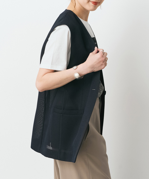 spick and span ツイードベスト　ブラック Spick＆Span（スピック アンド スパン） ベスト ジレ ドライメッシュ