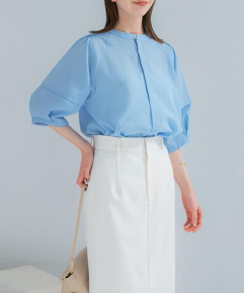 ブラウス シャツ 「WEB/一部店舗限定」UVカットウォッシャブルリネン混シャツブラウス レディースの画像