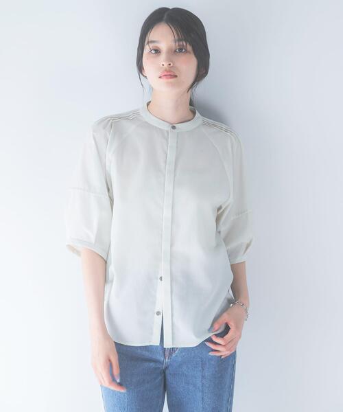 新品＊タグ付き  ネット完売‼︎麻混ブラウス SHIPS（シップス） ブラウス シャツ 「WEB限定」「洗濯機可能」麻混