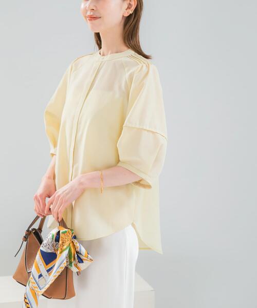 新品＊タグ付き  ネット完売‼︎麻混ブラウス ブラウス シャツ 「WEB/一部店舗限定」UVカットウォッシャブルリネン混