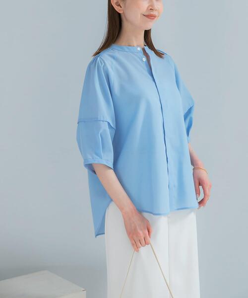 ブラウス シャツ 「WEB/一部店舗限定」UVカットウォッシャブルリネン混シャツブラウス レディースの画像