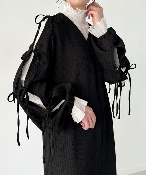 「junoah」 長袖ワンピース X-LARGE チャコール レディース_画像7