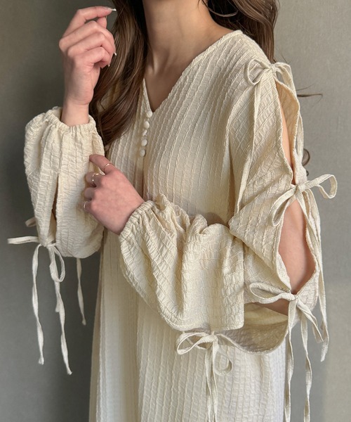 「junoah」 長袖ワンピース X-LARGE チャコール レディース_画像9