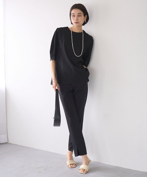 「UNFILO」 7分袖ブラウス SMALL ブラック レディース_画像6
