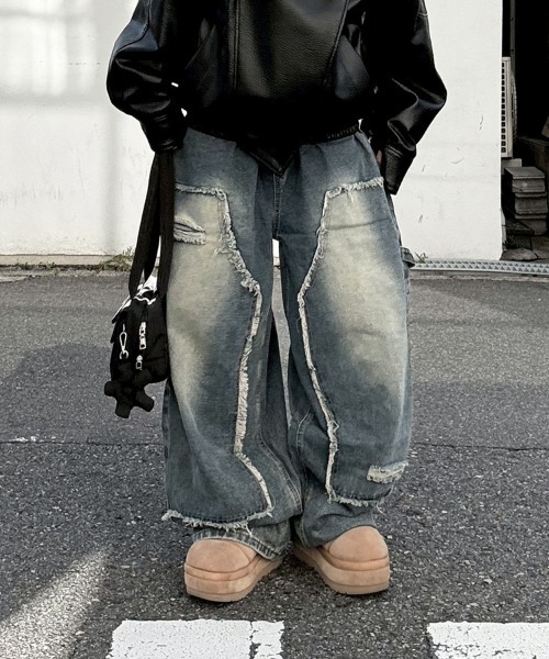 YACA（ヤーカ） ワイドパンツ ジーンズ デニム デニムパンツ Damage
