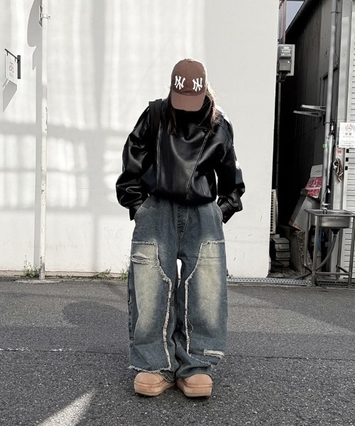 油*め様 ワイドパンツ ペインターパンツ ダメージ加工 ストリート系 油*め様 ワイドパンツ ペインターパンツ ダメージ加工 ストリート系 油