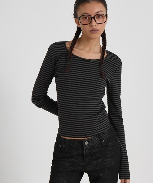 「BLACKUP」 長袖カットソー SMALL ワイン レディース_画像9
