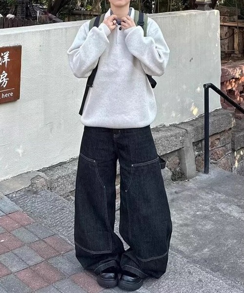 NEW GENTLEMAN ワイドパンツ ジーンズ バワリーブラック ワイドバギー