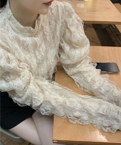 「Achic」 長袖ブラウス M アイボリー レディース_画像3