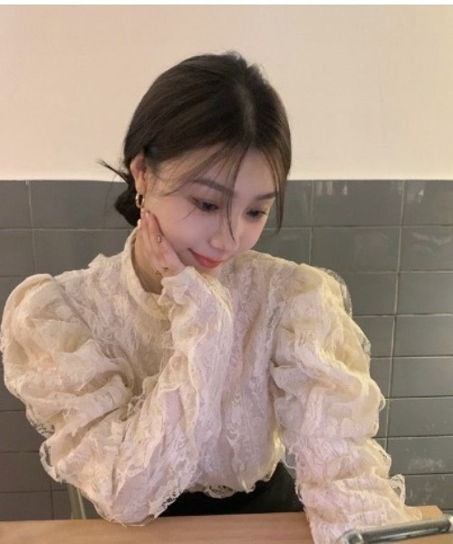 「Achic」 長袖ブラウス M アイボリー レディース_画像4