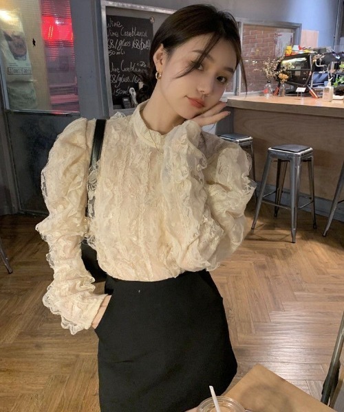 「Achic」 長袖ブラウス M アイボリー レディース_画像7