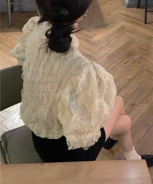 「Achic」 長袖ブラウス M アイボリー レディース_画像9