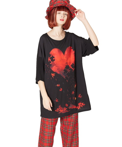 ankoROCK - anko Rock 退廃ハート　Tシャツ Amazon | [アンコロック] 退廃ハートTシャツ-メガビッグ