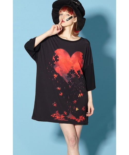 ankoROCK - anko Rock 退廃ハート　Tシャツ Amazon | [アンコロック] 退廃ハートTシャツ-メガビッグ