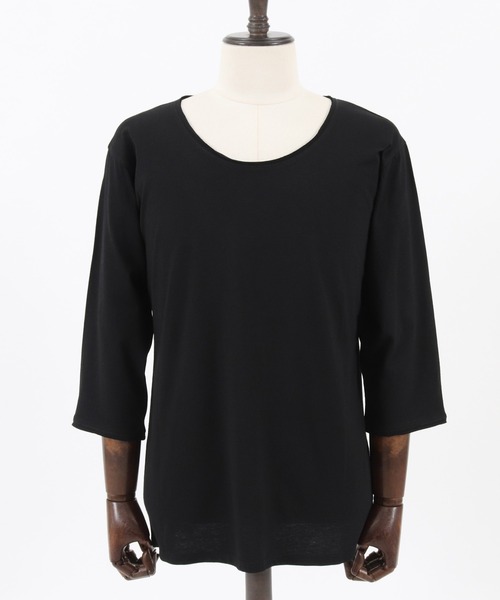 CAMBIO tシャツ mlt3760-カットオフUネック7分袖カットソー