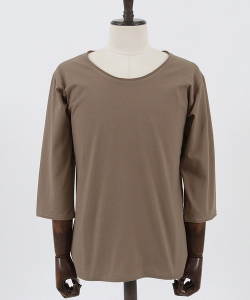 CAMBIO tシャツ mlt3760-カットオフUネック7分袖カットソー