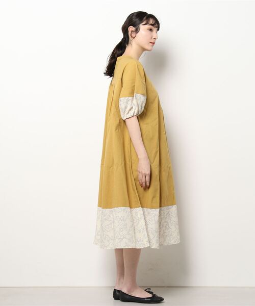 RANAN（ラナン） ワンピース ボリューム袖柄切替ワンピース : ZOZOTOWN