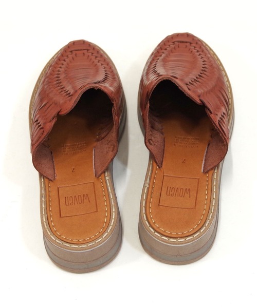 【試着のみ美品】メキシカン　本革レザーメッシュサンダル　23cm サンダル WOVEN (ウーヴン) / メキシコ製 レザー メッシュ 厚底