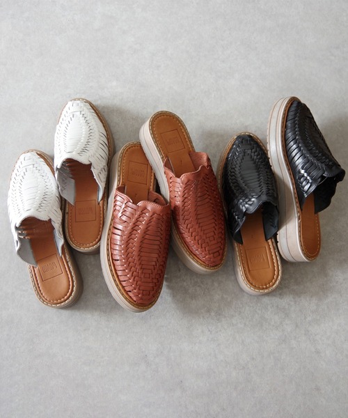サンダル WOVEN (ウーヴン) / メキシコ製 レザー メッシュ 厚底