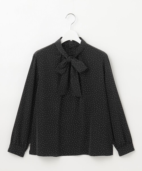 【洗える】フェミニッシュパウダー dots ボウタイ ブラウス ブラウス シャツ 「洗える」フェミニッシュパウダー dots